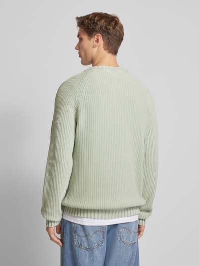 Hugo Blue Gebreide pullover met logostitching, model 'Sondye' Lichtgroen - 5