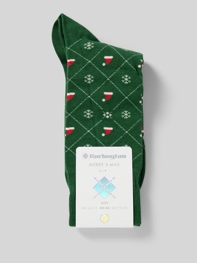 Burlington Socken mit Label-Detail Modell 'X-Mas Argyle' Gruen 3