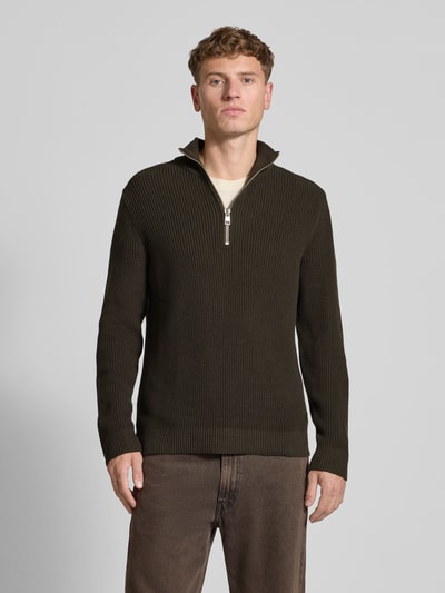 Marc O'Polo Denim Regular Fit Troyer aus reiner Baumwolle Dunkelbraun 4