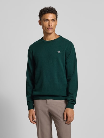 Gant Strickpullover aus reiner Lammwolle mit gerippten Abschlüssen Dunkelgruen 4