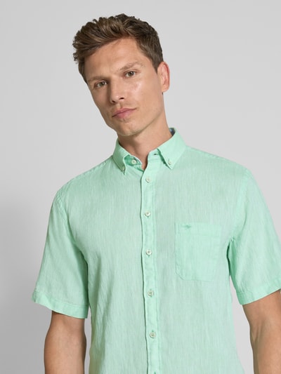 Fynch-Hatton Regular Fit Freizeithemd aus Leinen-Baumwoll-Mix Hellgruen 3