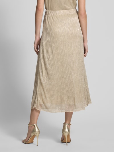 s.Oliver BLACK LABEL Plissérok in midilengte met effectgaren Goud gemêleerd - 5