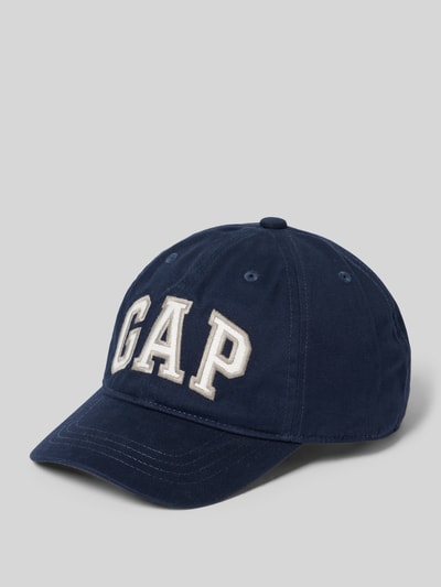 Produktfoto, Basecap mit Logo-Stitching von GAP aus reiner Baumwolle, dunkelblau, gesticktes Logo, verstärkter Schirm, Luftlöcher, Klettverschluss