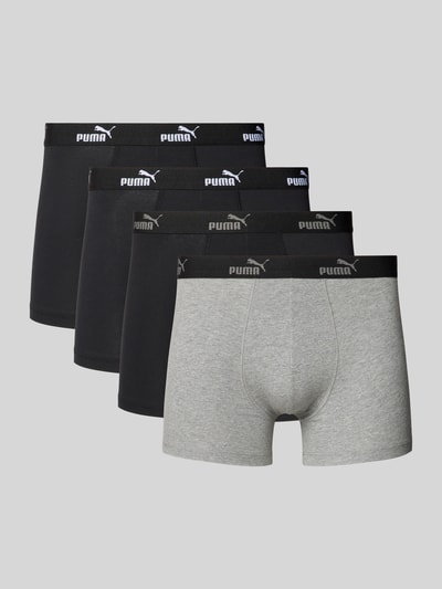 Puma Boxershort met elastische band met label in een set van 4 stuks, model 'SOLID' Zwart - 1