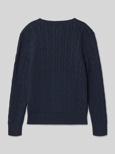 Productfoto, Regular Fit Pullover uit puur katoen van Polo Ralph Lauren Teens in effen kleuren, gestructureerd, kabelpatroon, tricot, ronde hals, lange mouw, mouwboord en rompzoom geribd