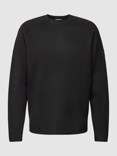 CK Calvin Klein Gebreide pullover met labelbadge, model 'MILANO' Zwart - 2