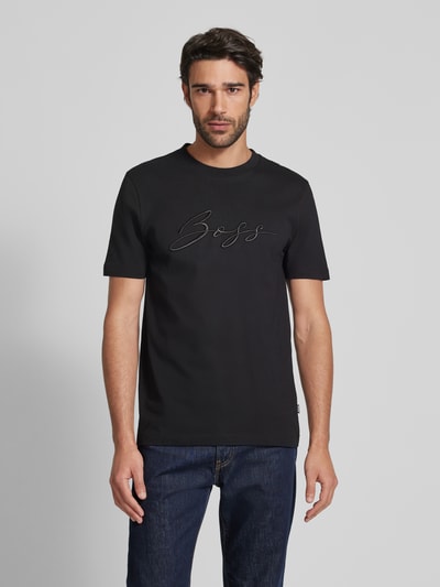 BOSS T-Shirt mit Label-Stitching Modell 'Thompson' Black 4