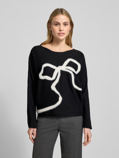 s.Oliver BLACK LABEL Relaxed fit pullover van viscosemix Zwart - 4