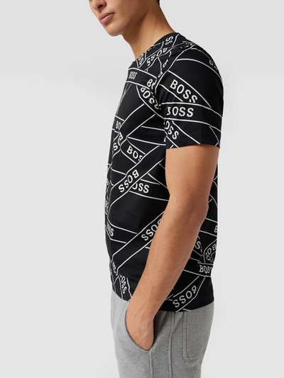 BOSS T-shirt met all-over logoprint, model 'Tiburt' Zwart - 3