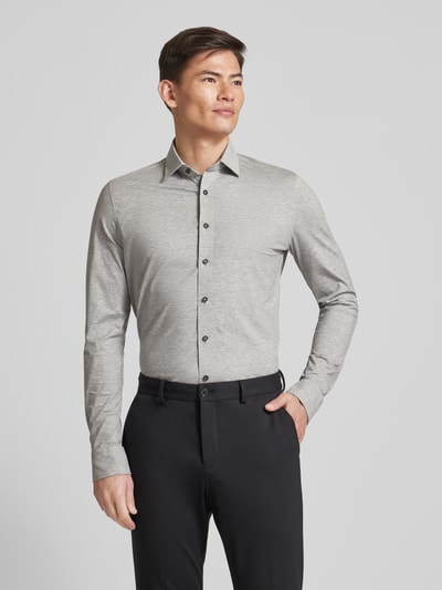 OLYMP Modern fit zakelijk overhemd met kentkraag Zilver gemêleerd - 4