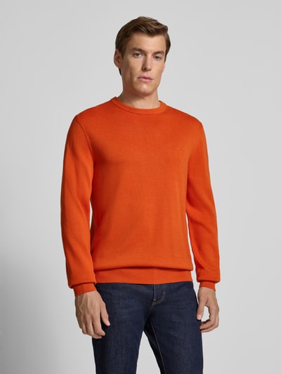 Christian Berg Men Gebreide pullover met ribboorden Oranje gemêleerd - 4