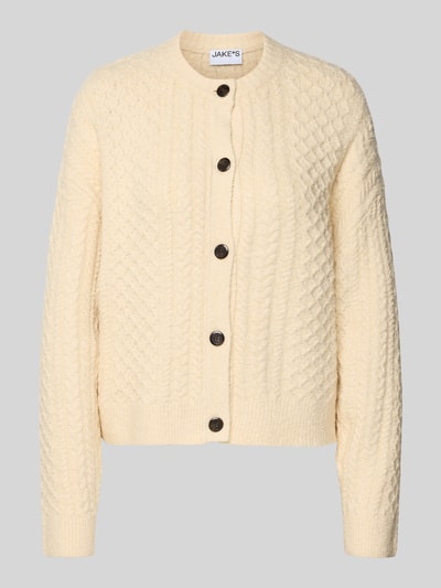 Jake*s Casual Regular fit jack in gebreide look met wol Ecru - 2