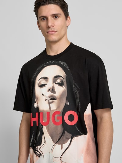 HUGO T-Shirt mit Label-Print Modell 'DUWEDIE' Black 3