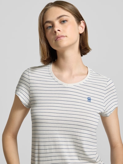 G-Star Raw Slim Fit T-Shirt mit Streifenmuster Modell 'Stripe eyben' Hellblau 3