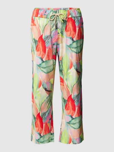 TONI Wide leg stoffen broek met bloemenmotief, model 'PIA' Lichtgroen - 2