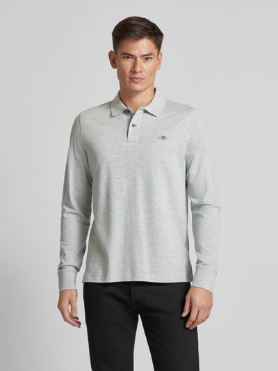 Gant Regular fit poloshirt met labelstitching, model 'SHIELD' Middengrijs gemêleerd - 4