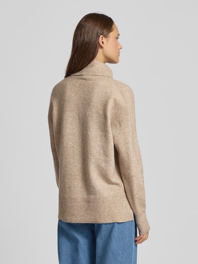 Pieces Regular Fit Rollkragenpullover mit Wollanteil Modell 'MALOU' Ecru 5