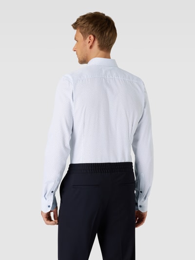 OLYMP No. Six Super slim fit zakelijk overhemd met all-over motief Bleu - 5