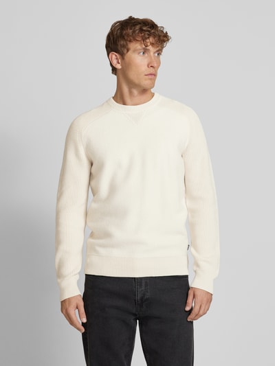 BOSS Gebreide pullover met ronde hals, model 'Ematero' Offwhite - 4