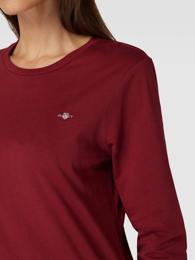 Gant Longsleeve mit Label-Stitching Modell 'SHIELD' Bordeaux 3