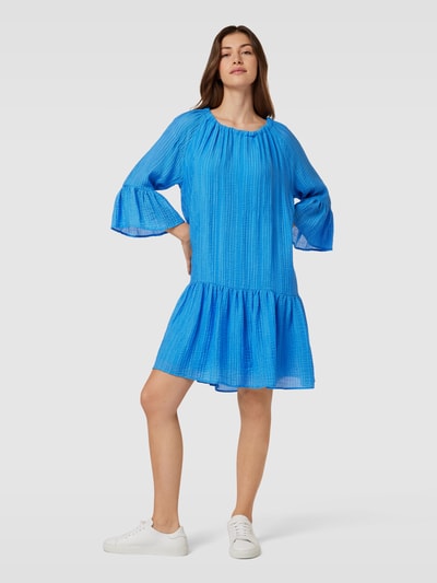 Soyaconcept Knielanges Kleid aus Viskose-Mix mit Rundhalsausschnitt Blau 1