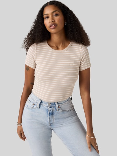 Levi's® slim fit T-shirt van katoenmix Beige gemêleerd - 1