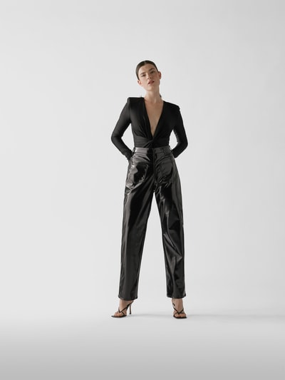 MM6 Maison Margiela Straight Fit Hose in Lack-Optik Schwarz 1