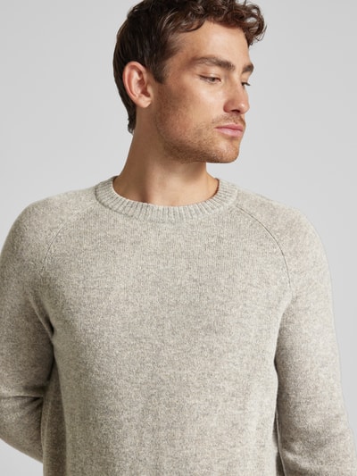 CK Calvin Klein Strickpullover aus Wolle mit Teilungsnähten Modell 'LUXURY' Hellgrau Melange 3