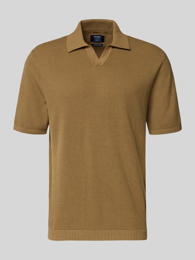 Produktfoto, Regular Fit Poloshirt mit gerippten Abschlüssen von MCNEAL, czysta bawełna, krój regular fit, kołnierzyk polo, ściągacze, długość tyłu w rozmiarze M 71 cm, długość rękawa w rozmiarze M 30 cm, brązowy, wyrazista faktura