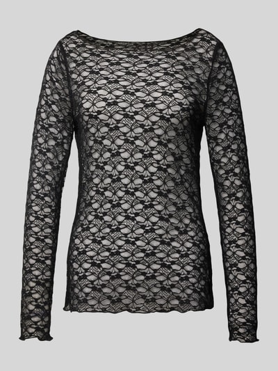 ICHI Longsleeve in semitransparentem Design Modell 'PERLA' Black 1