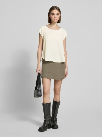 Only Loose fit blouse met korte mouwen in crêpelook, model 'VIC' Ecru - 1