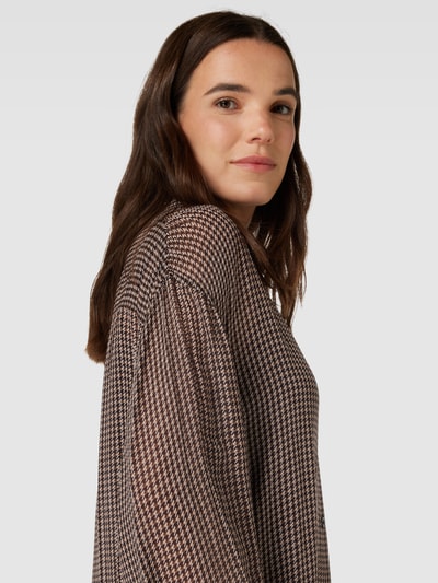 BOSS Lange blouse van viscose met pied-de-poule-motief, model 'Bareid' Camel - 3