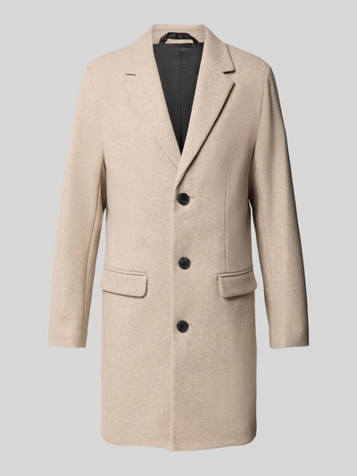 Produktfoto, Mantel mit Reverskragen und Pattentaschen von Lindbergh in Beige, glatte Oberfläche, schwarze Knöpfe, Slim Fit