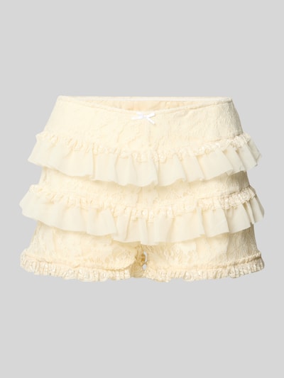 Produktfoto, Shorts aus Spitze im Stufen-Look von ANOTHER COTTON LAB, beige, Material-Mix mit Stretch-Anteil, Regular-Fit, strukturierte Textur