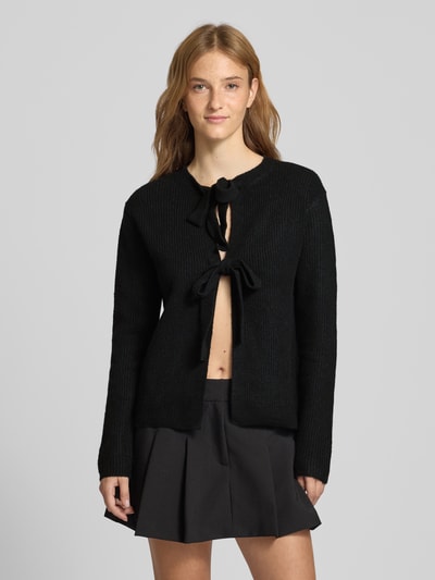 Pieces Regular Fit Strickjacke mit Woll-Anteil Modell 'SILLY' BLACK 4