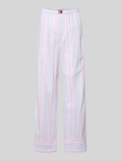 Produktfoto, Loose Fit Pyjama-Hose aus reiner Baumwolle von TOMMY HILFIGER, gestreift mit Allover-Muster, Popeline, elastischer Bund, Zierknopf, Eingrifftasche, Label-Patch