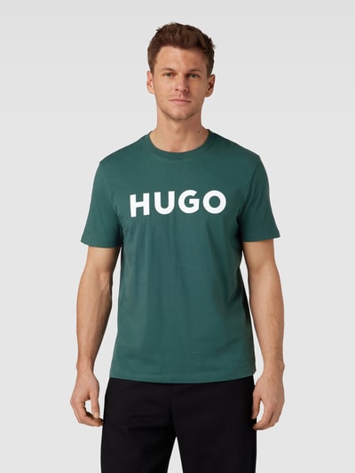 HUGO T-Shirt mit Label-Print Modell 'DULIVIO' Dunkelgruen 4