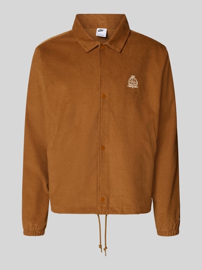 Produktfoto, Loose Fit Bomberjacke aus reiner Baumwolle von Nike in Braun mit glatter Textur und geraden Linien, Herren Bomberjacke / Blouson