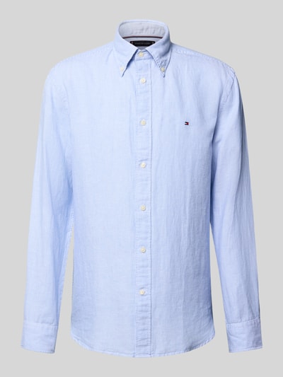Tommy Hilfiger Regular Fit Freizeithemden aus Baumwoll-Leinen-Mix Hellblau 2