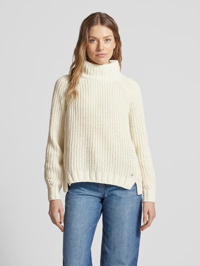 monari Gebreide pullover met opstaande kraag, model 'Chenille' Offwhite - 4