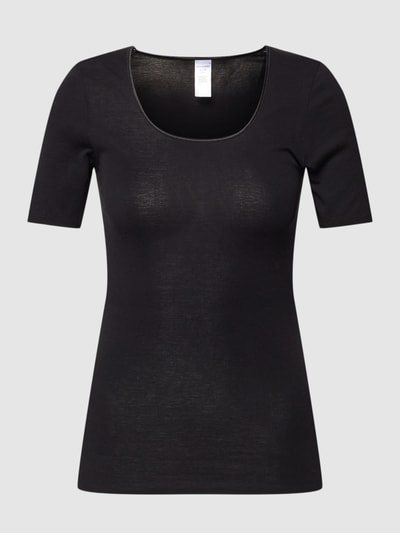 Schiesser T-Shirt mit Rundhalsausschnitt Modell 'LUXURY' Black 2