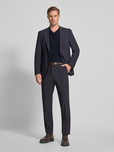 Christian Berg Men Gebreide pullover van een mix van merinowol met V-hals Marineblauw - 1