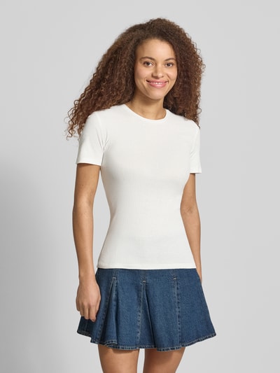 PIECES Slim Fit T-Shirt aus Baumwoll-Mix Modell 'RUKA' Weiss 4