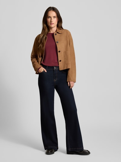 s.Oliver RED LABEL Sweter z dzianiny o kroju regular fit z mieszanki bawełny i wiskozy Bordowy 1