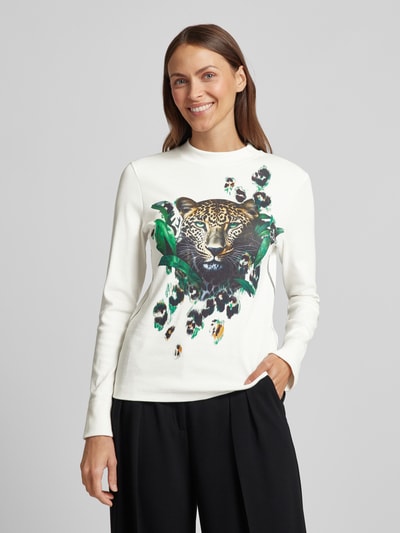 Marc Cain Longsleeve mit Label-Print Offwhite 4