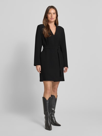 Jake*s Collection Wickelkleid mit Gürtel und V-Ausschnitt Black 1