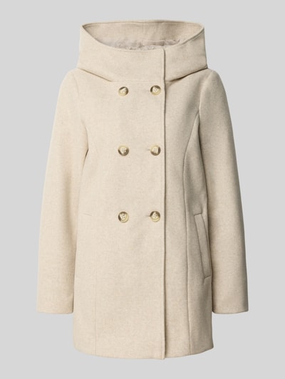 VERO MODA Wollmantel mit Kapuze Ecru Melange 1