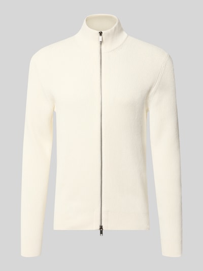 Produktfoto, Strickjacke mit Stehkragen Modell 'LEVI' von MCNEAL in Creme, Baumwoll-Mix, gerader Schnitt, Zwei-Wege-Reißverschluss
