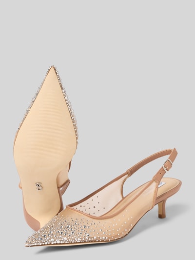 Produktfoto, Pumps in semitransparentem Design Modell 'Katty' von Steve Madden mit Strasssteinbesatz, spitze Form, glatte Sohle, Absatzhöhe 5 cm, Schaftweite 5 cm, beiger Farbton