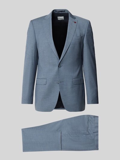 Produktfoto, Slim Fit Anzug aus Viskose-Mix von ROY ROBSON in Hellblau mit Reverskragen, 2-Knopf-Verschluss, Brust- und Pattentaschen, Anzughose mit Haken-, Knopf- und Reißverschluss, Szerokość w rozmiarze 50: 45 cm, długość pleców: 74 cm, szerokość ramion: 44 cm, długość rękawa: 66 cm, długość wewnętrzna nogawki: 85 cm